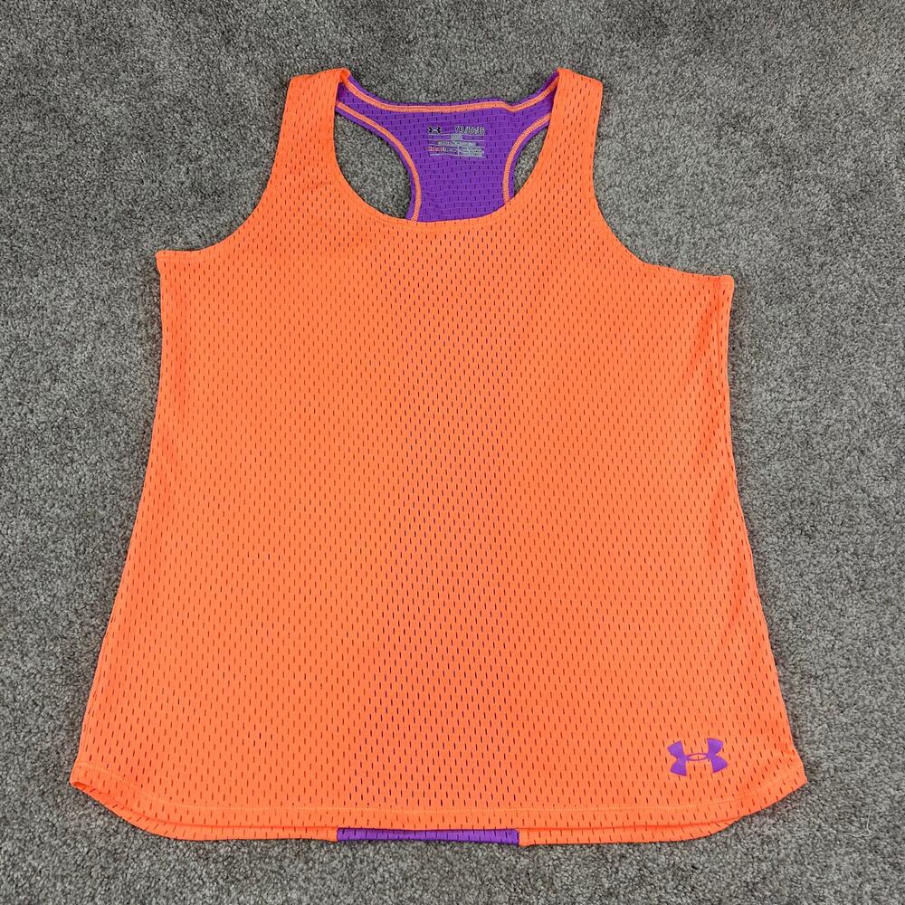 Under Armour Girls Orange and Magenta Mesh Tank size YXL